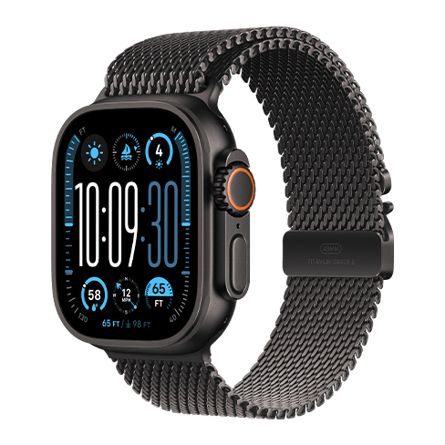 Apple Watch Ultra 2 GPS+LTE 49mm Titanium Case w/ Titanium Milanese Loop M išmanusis laikrodis Black 2 img.