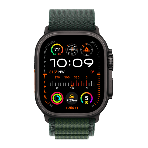 Apple Watch Ultra 2 GPS+LTE 49mm Titanium Case w/ Alpine Loop Small išmanusis laikrodis Dark Green 1 img.