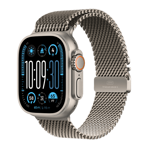 Apple Watch Ultra 2 GPS+LTE 49mm Titanium Case w/ Titanium Milanese Loop M išmanusis laikrodis Natural Titanium 2 img.