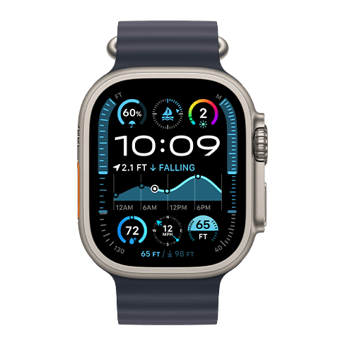 Apple Watch Ultra 2 GPS+LTE 49mm Titanium Case w/ Ocean Band išmanusis laikrodis Navy 1 img.