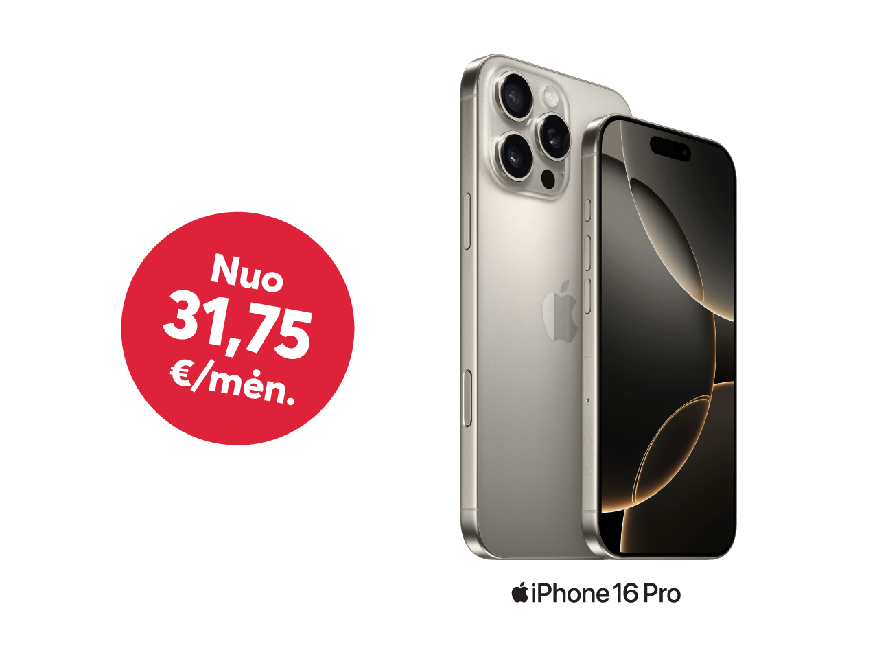 iPhone 16 Pro - nuo 31,75 eurų per mėnesį