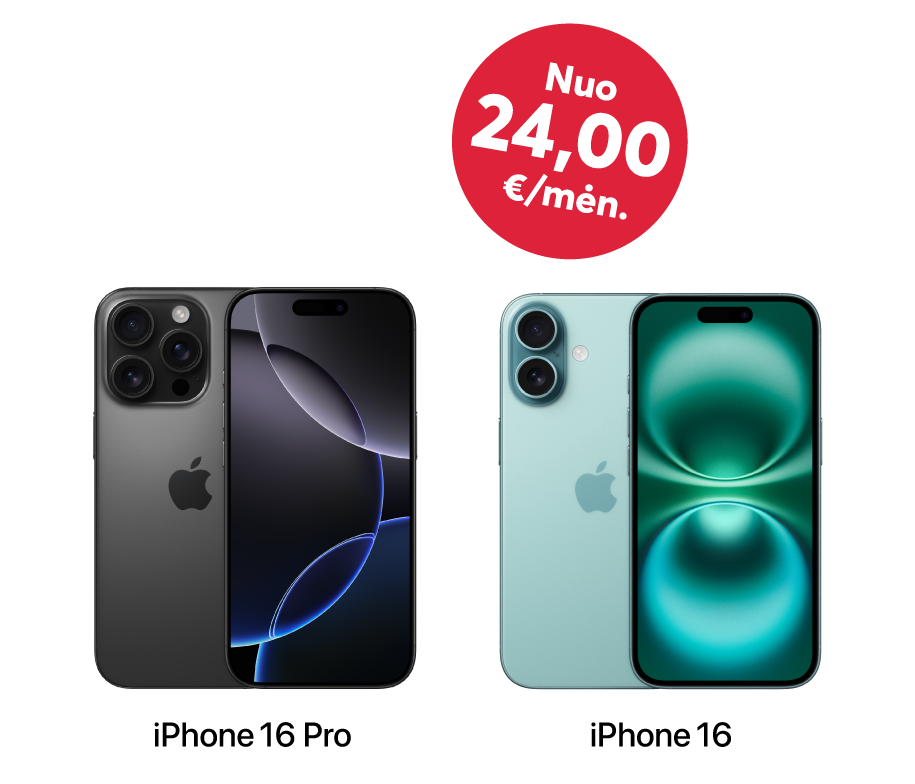 Geidžiamiausi Apple iPhone 16 serijos telefonai dabar nuo 24 eurų per mėnesį!