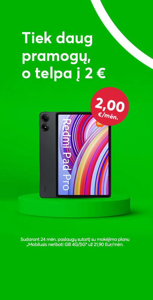 Redmi Pad 2 tik už 2 eurus per mėnesį, perkant su interneto planu