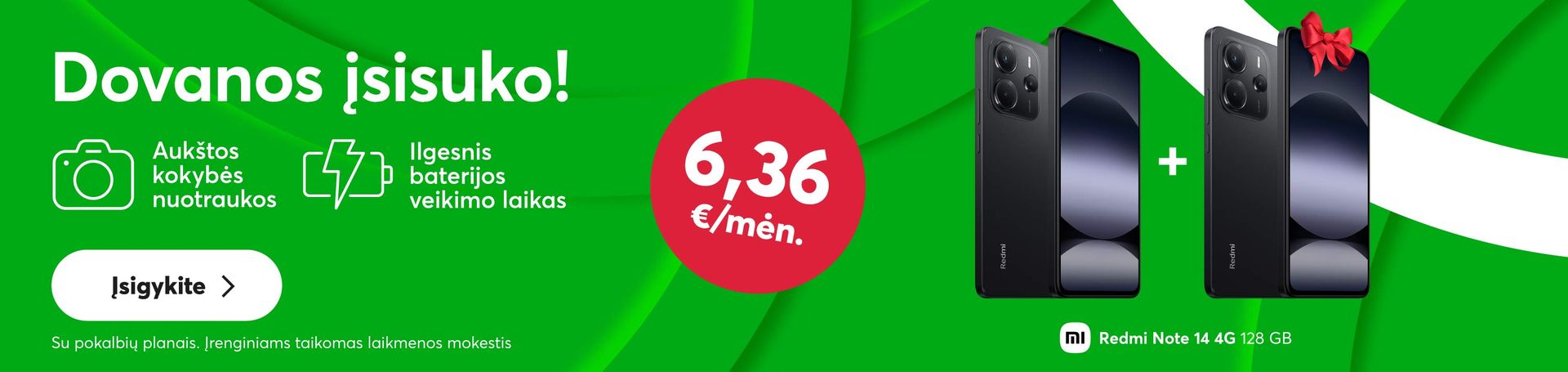 Du Xiaomi Redmi Note 14 4G už vieno kainą