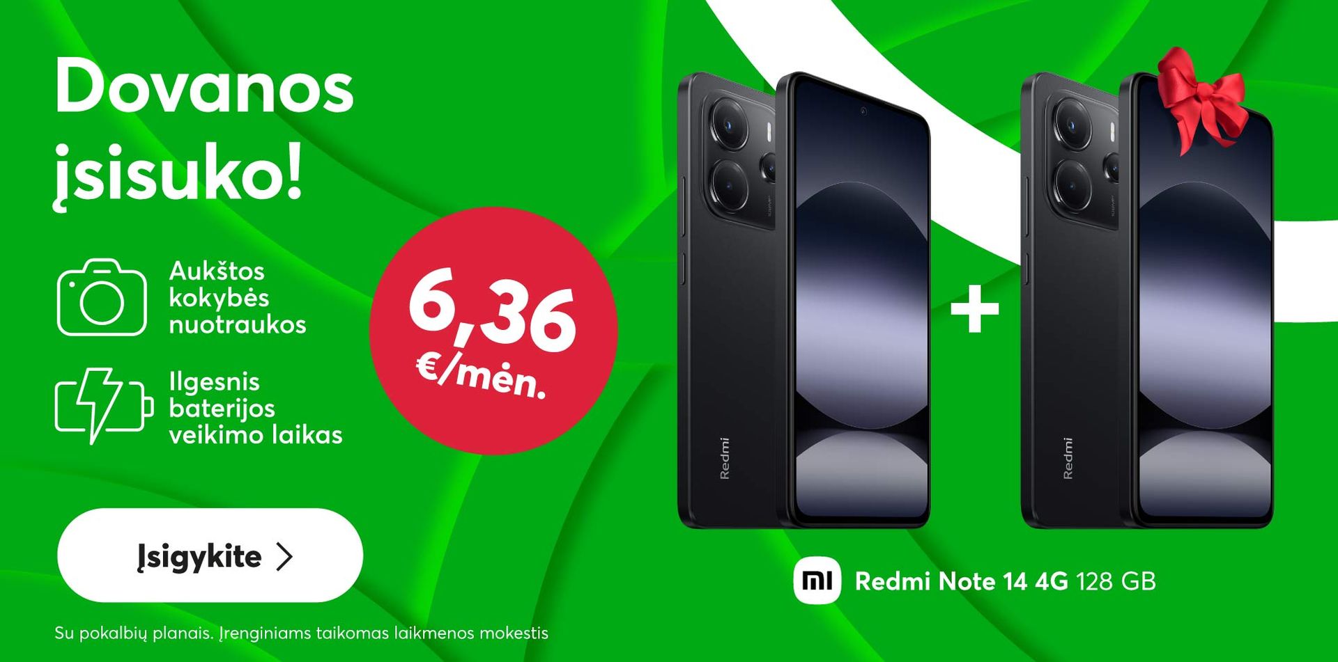 Du Xiaomi Redmi Note 14 4G už vieno kainą