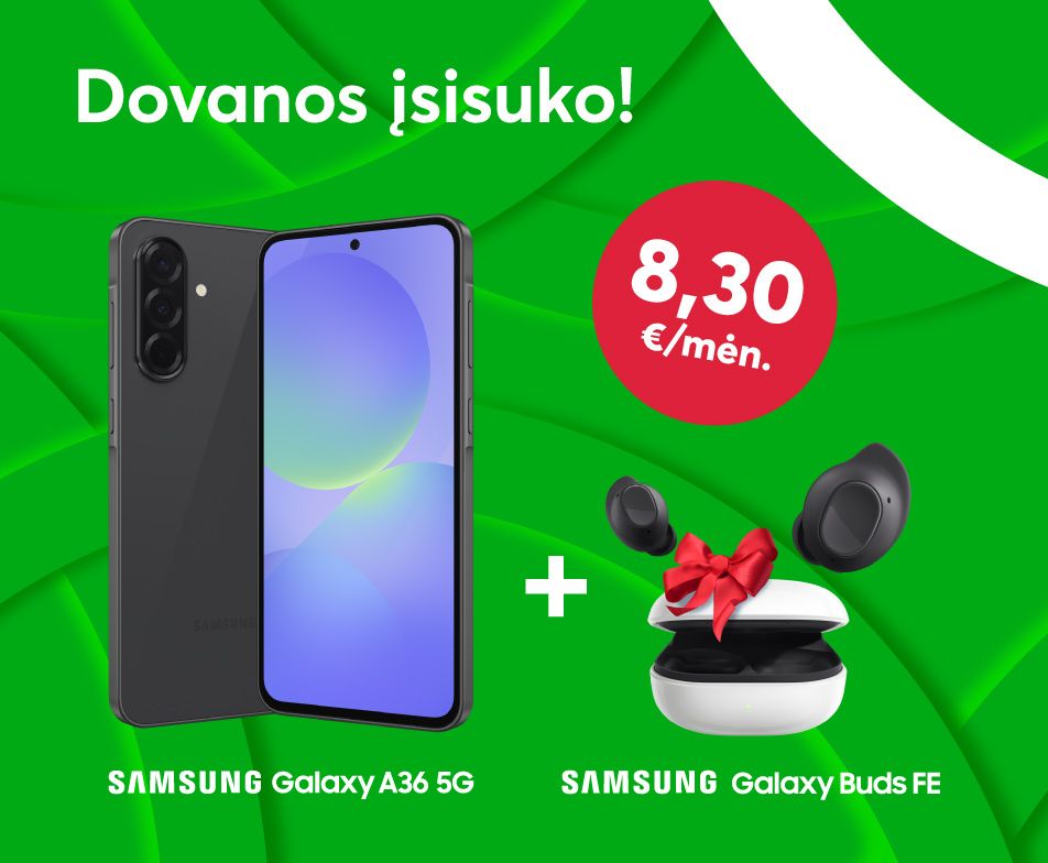 Perkant Samsung Galaxy A36 Samsung Galaxy Buds FE dovanų
