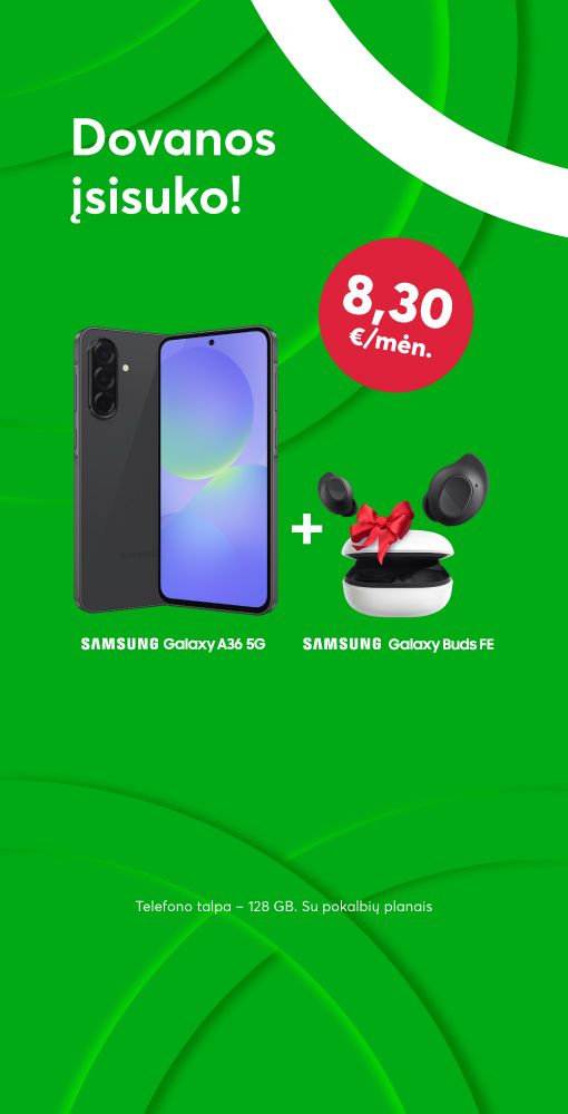 Samsung Galaxy A32 + Galaxy buds FE tik nuo 8,30 eurų per menėsį