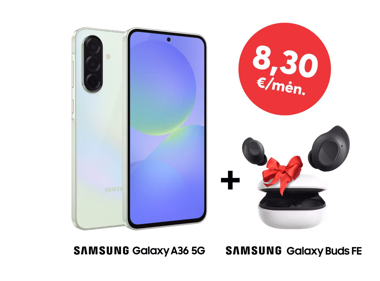 Perkant Samsung Galaxy A36 telefoną, Galaxy Buds FE ausinės dovanų