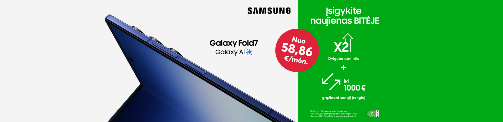 Įsigykite Samsung naujienas BITĖJE - naujausias Galaxy Fold7 su dviguba atmintimi bei iki 1000 eurų grąžinimu