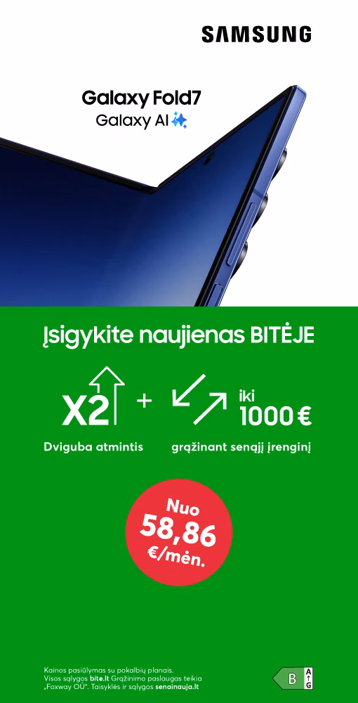 Naujieji Samsung Galaxy Fold7 jau BITĖJE - įsigykite pirmieji ir susigrąžinkite iki 1000 eurų