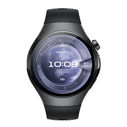 Huawei Watch 5 LTE Stainles Steel išmanusis laikrodis 46 Black Fluoroelastomer Strap 1 img.