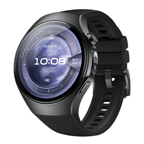 Huawei Watch 5 LTE Stainles Steel išmanusis laikrodis 46 Black Fluoroelastomer Strap 2 img.
