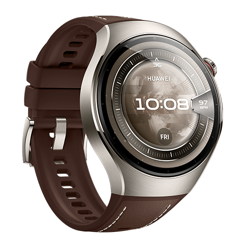 Huawei Watch 5 LTE Titanium išmanusis laikrodis 46 Brown Leather Strap 3 img.