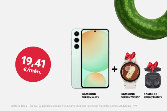Perkant Samsung Galaxy S24 FE - laikrodis ir ausinės dovanų