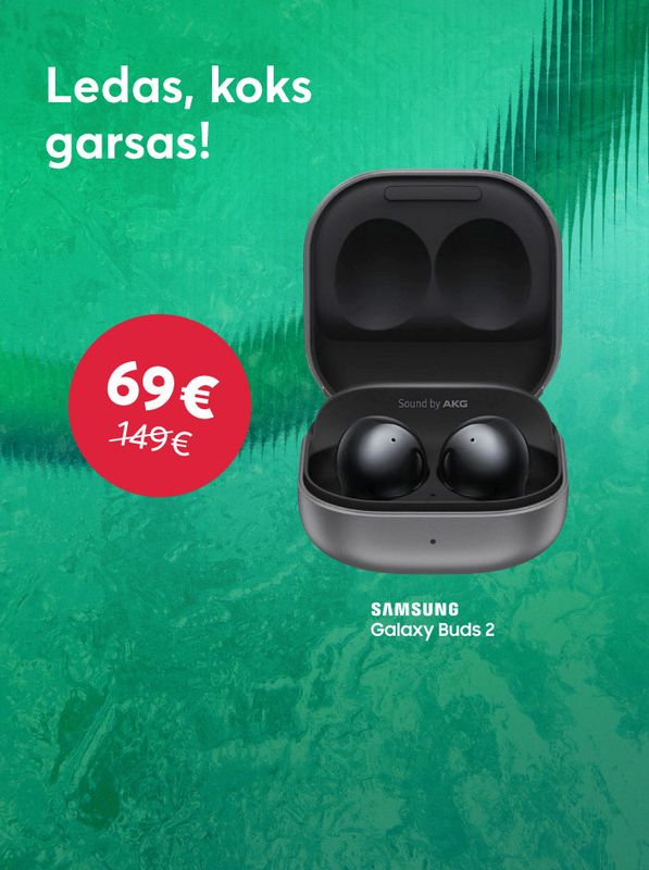 Samsung Galaxy Buds 2 belaidės ausinės - tik 69€