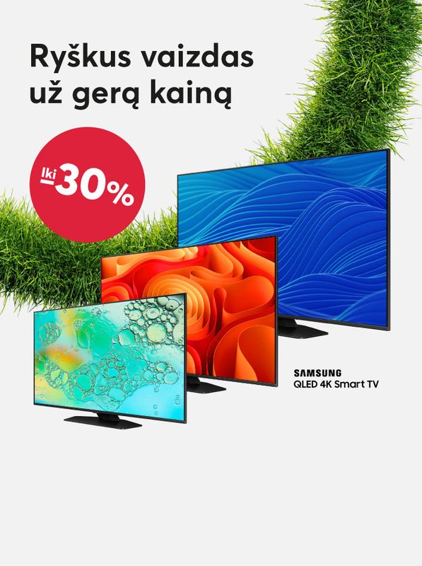 Ryškus vaizdas už gerą kainą nuolaidos Samsung QLED televizoriams iki 30 procentų