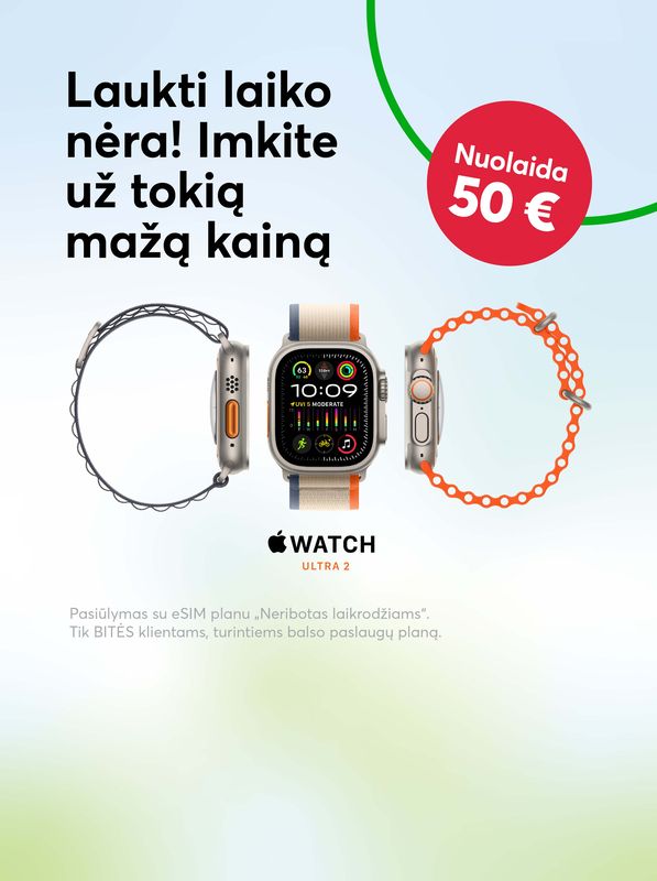 Laiko laukti nėra - ypatinga 50 eur. nuolaida Apple Watch Ultra 2