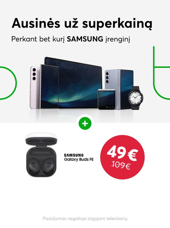 Perkant Samsung išmaniuosius laikrodžius ir telefonus, belaidės ausinės Galaxy Buds FE kainuos tik 49 eurus!