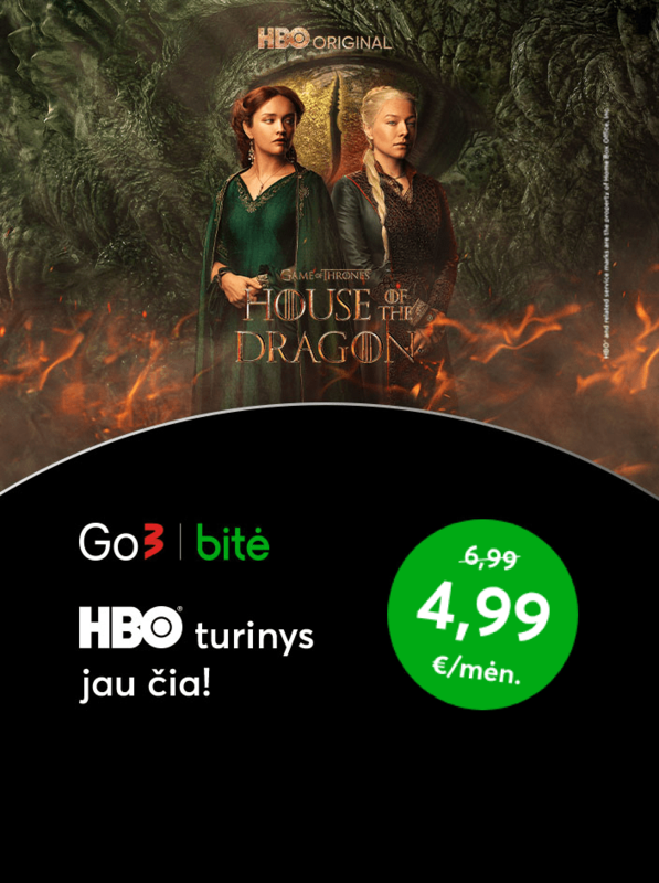 HBO turinys - tik 4,99 eur. per mėnesį