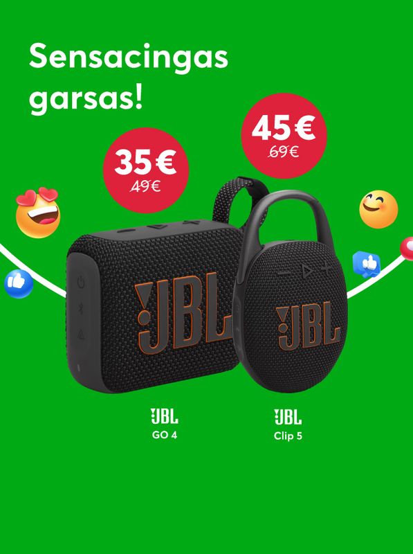 Sensacingas garsas su nešiojamomis JBL kolonėlėmis