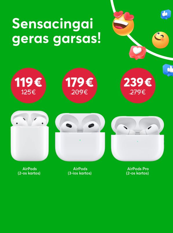 Apple Airpods ausinės vos nuo 119 eurų