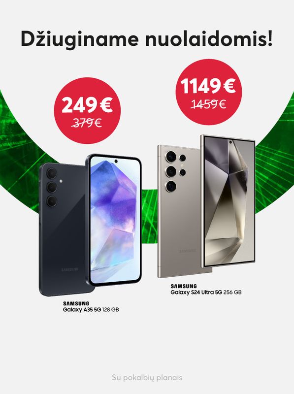 Džiuginame nuolaidomis - šių metų Samsung telefonai vos nuo 249 eur.