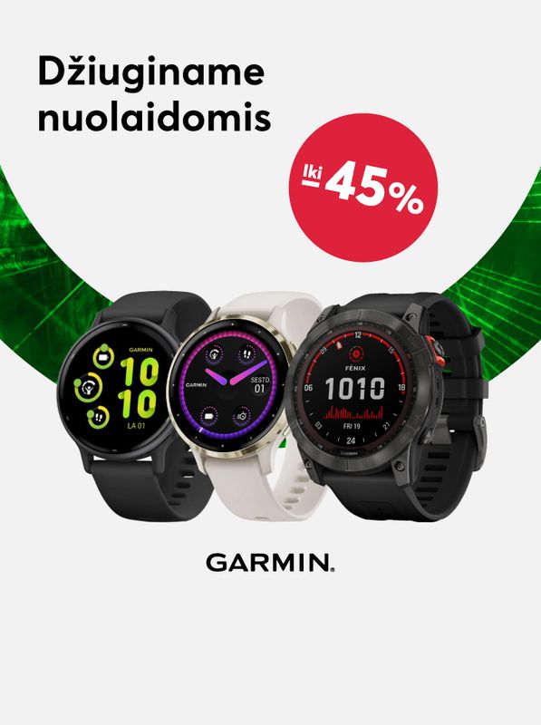 Nuolaidos Garmin laikrodžiams net iki 45 procentų
