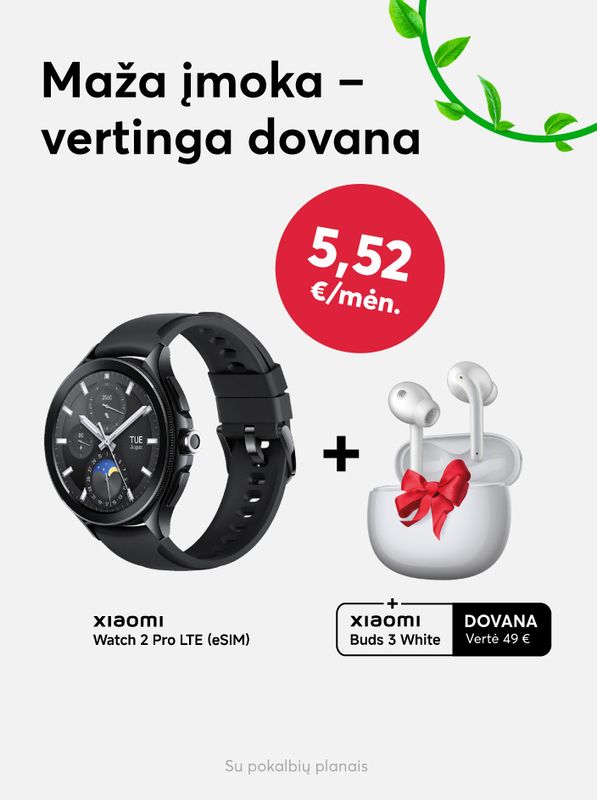 Perkant Xiaomi Watch 2 Pro laikrodį, ausines Xiaomi Buds 3 gausite dovanų