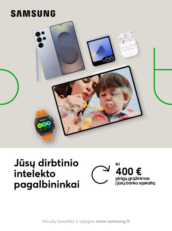 Perkant Samsung įrenginį iki 400 eur grąžinimas į jūsų sąskaitą 