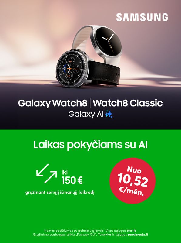 Naujieji Samsung laikrodžiai su dirbtiniu intelektu - įsigykite dabar ir atgaukite iki 150 eurų