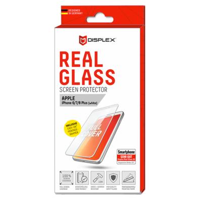 Apple iPhone 6 Plus/6S Plus/7 Plus/8 Plus aizsargstikliņš (Displex Real Glass 3D White) | Bite