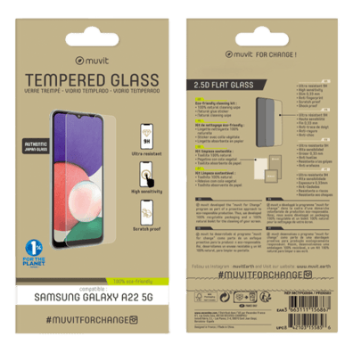 Samsung Galaxy A22 5G Tempered 2.5D Screen Glass By Muvit | BITĖ