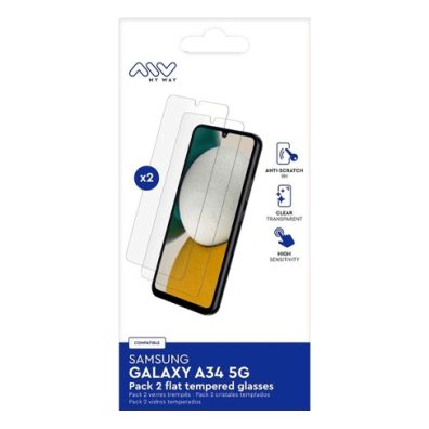 Samsung Galaxy A34 5G Tempered 2D Screen Glass Pack 2 By My Way Transparent | BITĖ 1