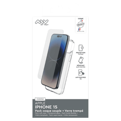 Apple iPhone 15 Pack Soft Cover+2D Screen Glass By My Way | BITĖ 1
