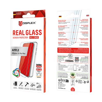 Apple iPhone 15 Pro Max Real 2D Glass + Case By Displex Transparent | BITĖ 1