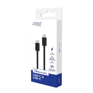 Type-C to Type-C Cable 3A 1m By My Way Black | BITĖ