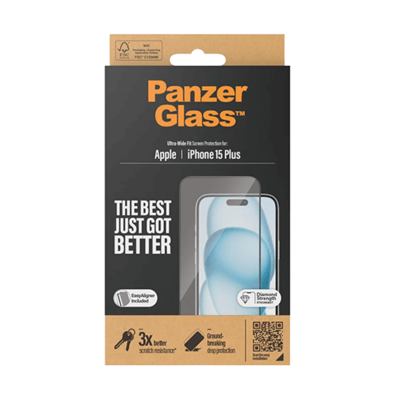 Apple iPhone 15 Plus Ultra-Wide EasyAligner Glass by PanzerGlass Black | BITĖ 2