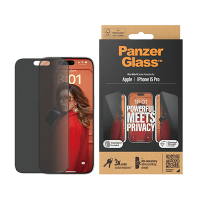 Apple iPhone 15 Pro Ultra-Wide Fit Privacy Glass by PanzerGlass | BITĖ 1