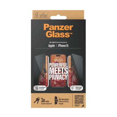 Apple iPhone 15 Ultra-Wide Fit Privacy Glass by PanzerGlass | BITĖ 2