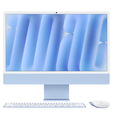 iMac 24” (2024) 4.5K Retina, Apple M4 8C CPU, 8C GPU/16GB/256GB SSD/Blue/INT (MWUF3ZE/A) | BITĖ 1