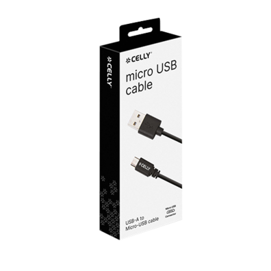 USB-A to Micro USB cable by Celly Black | BITĖ