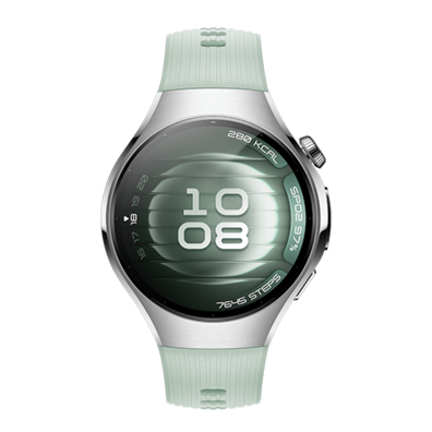 Huawei Watch 5 LTE 42mm Stainless Steel Silver Case with Aurora Green Fluoroelastomer Strap (Soc-L19 | BITĖ 1