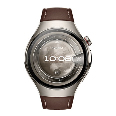 Huawei Watch 5 LTE 46mm Titanium Silver Case with Jupiter Brown Leather Strap (Rates-L29L) | BITĖ 1