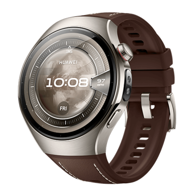 Huawei Watch 5 LTE 46mm Titanium Silver Case with Jupiter Brown Leather Strap (Rates-L29L) | BITĖ 2