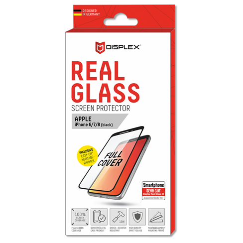 Displex Apple iPhone 6/6S/7/8 aizsargstikliņš (Displex Real Glass 3D Black) 1 img.