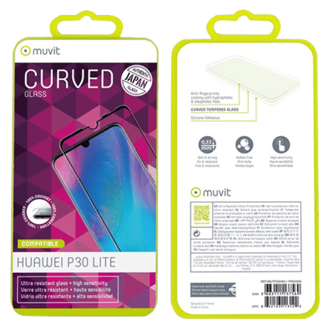Huawei P30 Lite защитное стекло (Muvit Curved Screen Glass Transparent)