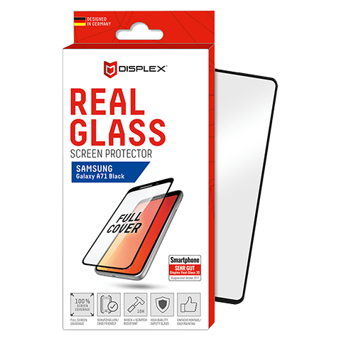 Samsung Galaxy A71 защитное стекло (Displex Real Glass 3D Black)