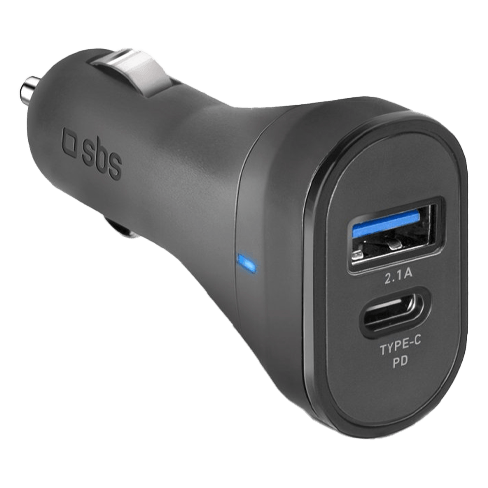 SBS Car Charger 3100 mAh Type-C USB 2.1 A Melns 1 img.