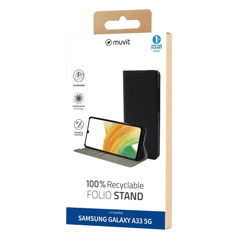 Muvit Samsung Galaxy A33 aizsargvāciņš (Folio Case) Melns 3 img.