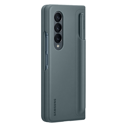 Samsung Galaxy Fold4 aizsargvāciņš (Standing Cover with Pen) Tumši pelēks 3 img.